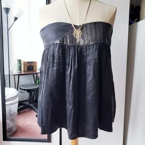 Dolce Vita | Strapless Silk Sequin Black Top (L)